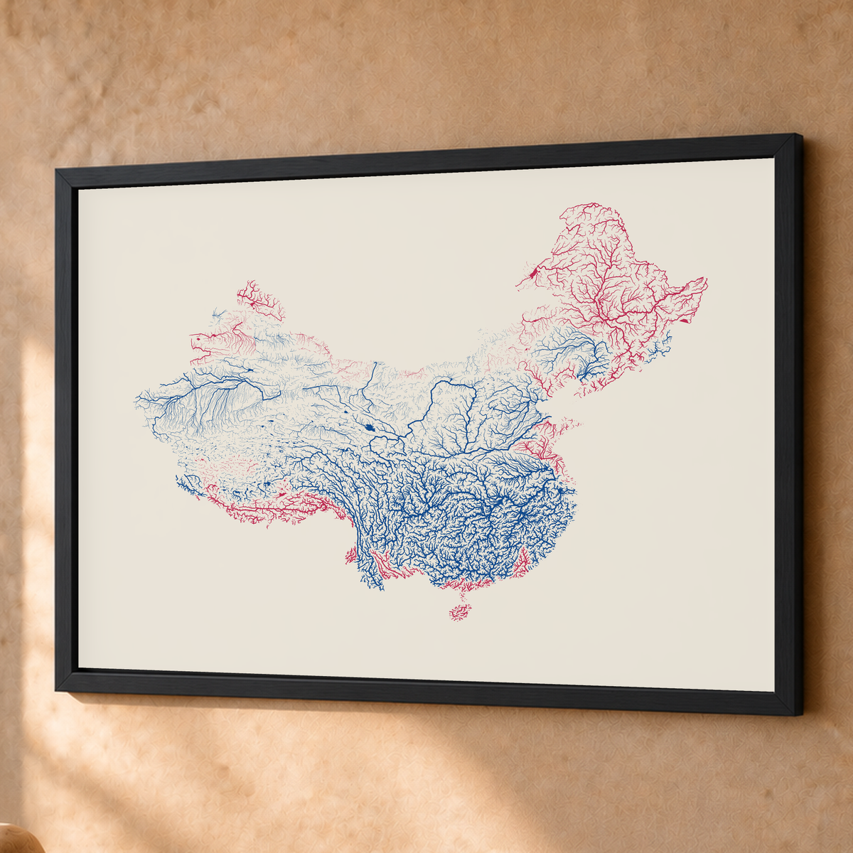 Beautiful Rivers — China — Risografia, Fine art emoldurado · 60 × 80 cm, Preto · Sem margem