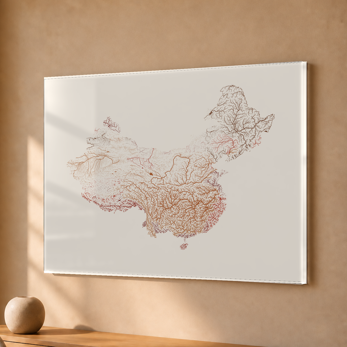Beautiful Rivers — China — Terracota e areia, Acrílico · 30 × 40 cm, Sem margem