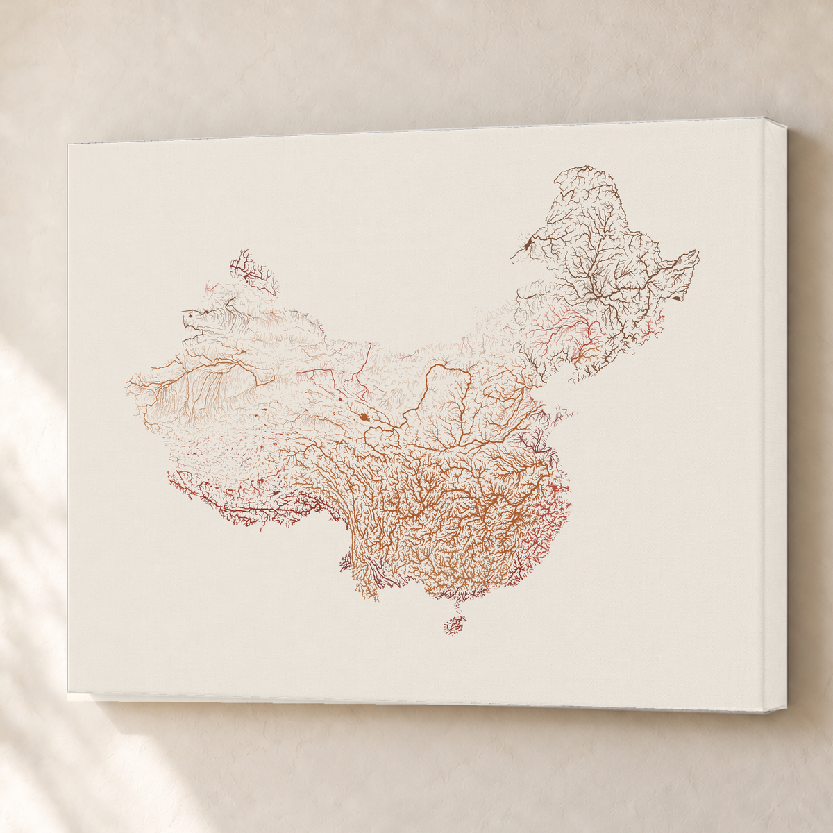 Beautiful Rivers — China — Terracota e areia, Canvas · 60 × 80 cm, Sem margem
