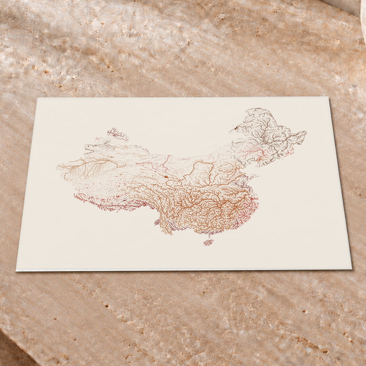 Beautiful Rivers — China — Terracota e areia, Impressão fine art · 30 × 40 cm, Sem margem