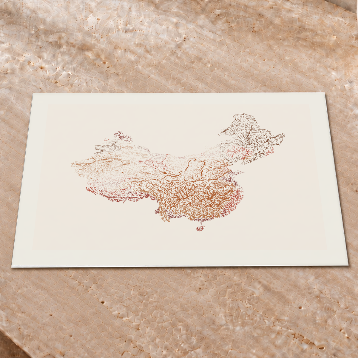 Beautiful Rivers — China — Terracota e areia, Impressão fine art · 45 × 60 cm, Margem branca