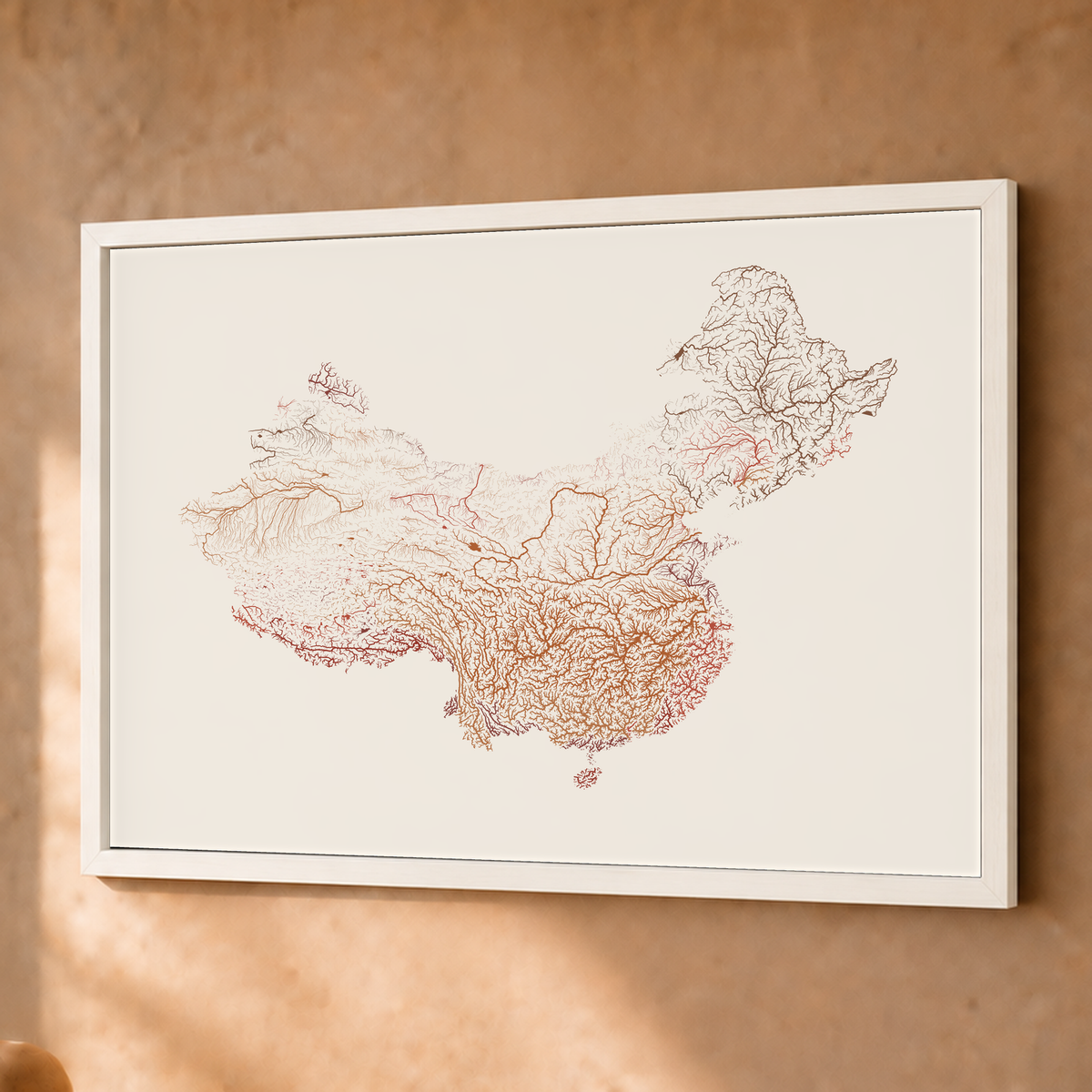 Beautiful Rivers — China — Terracota e areia, Fine art emoldurado · 45 × 60 cm, Branco · Sem margem