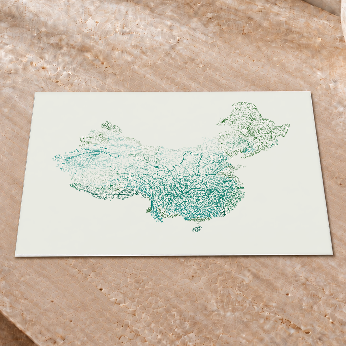 Beautiful Rivers — China — Verde jade e porcelana, Impressão fine art · 30 × 40 cm, Sem margem