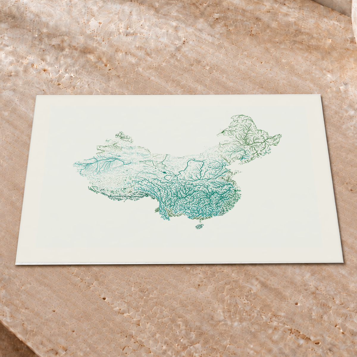 Beautiful Rivers — China — Verde jade e porcelana, Impressão fine art · 30 × 40 cm, Margem branca
