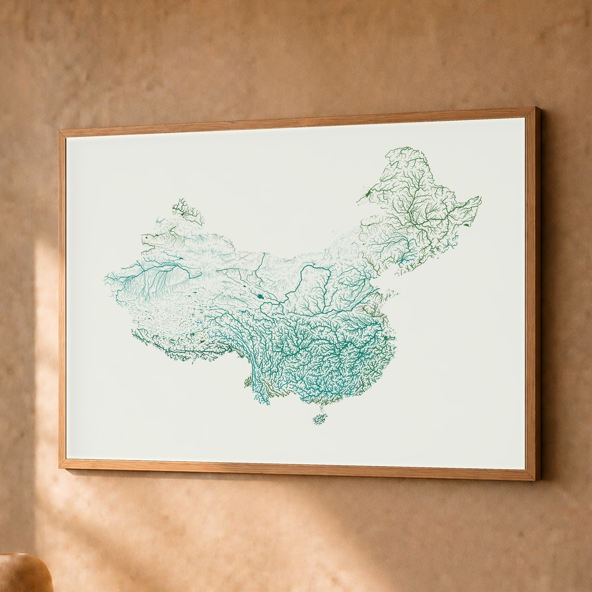 Beautiful Rivers — China — Verde jade e porcelana, Fine art emoldurado · 30 × 40 cm, Natural · Sem margem