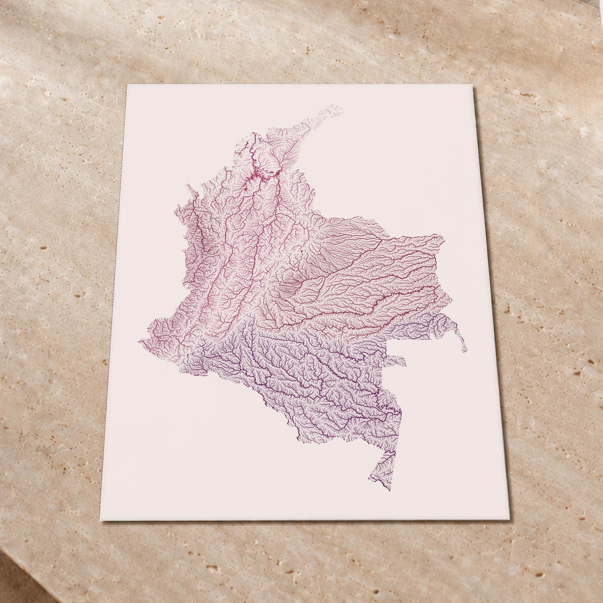 Quadro dos rios da Colômbia — Ameixa e rosé, Sem margem — Fine art print — 3x4