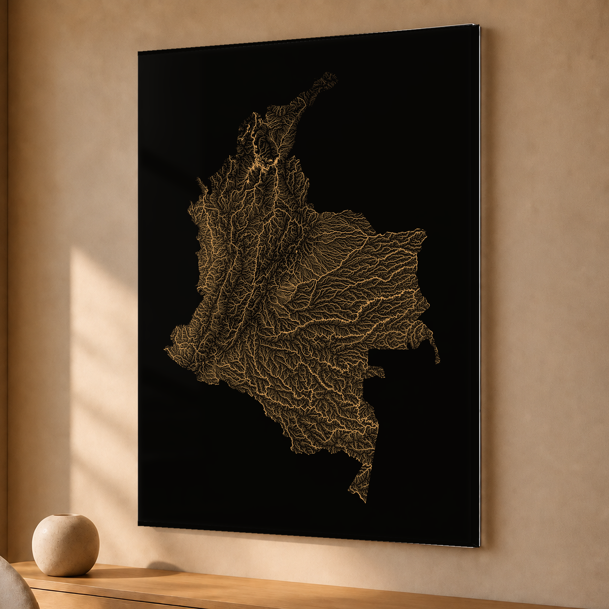 Quadro dos rios da Colômbia — Cobre, Sem margem — Acrílico — 3x4