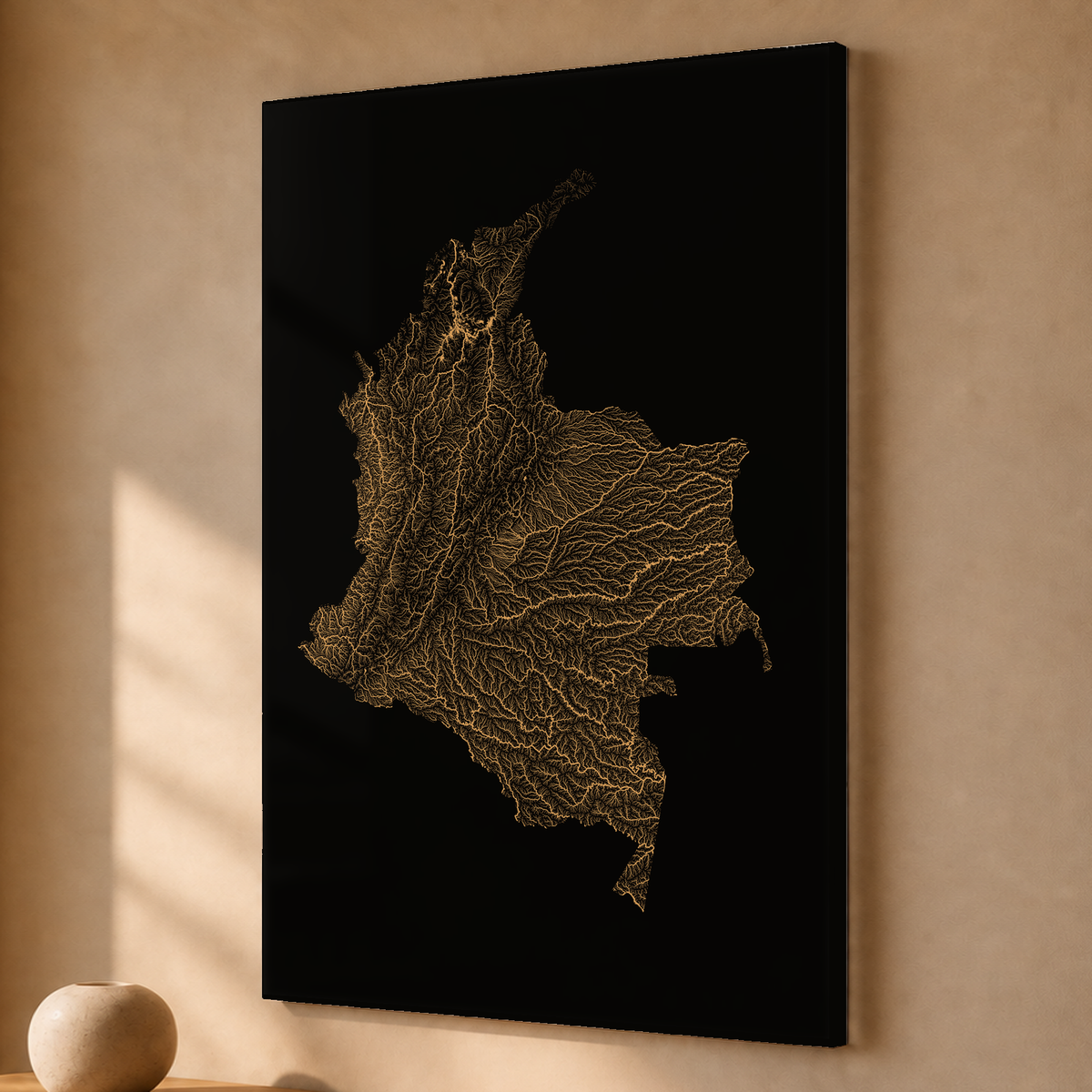 Quadro dos rios da Colômbia — Cobre, Sem margem — Acrílico — 2x3