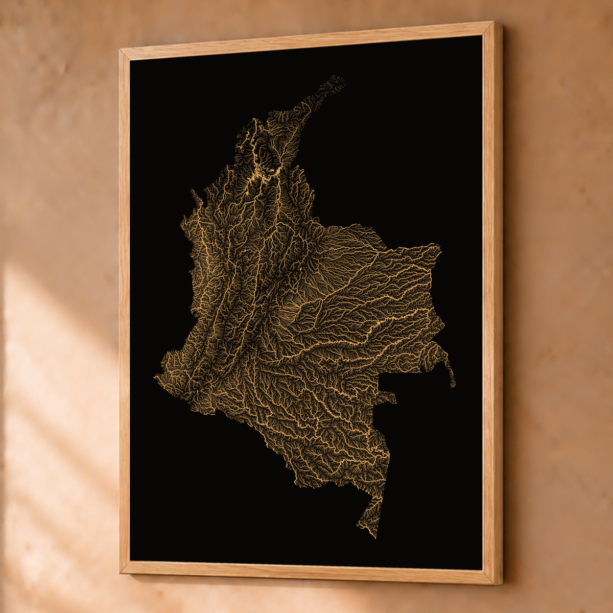Quadro dos rios da Colômbia — Cobre, Natural · Sem margem — Fine art emoldurado — 3x4