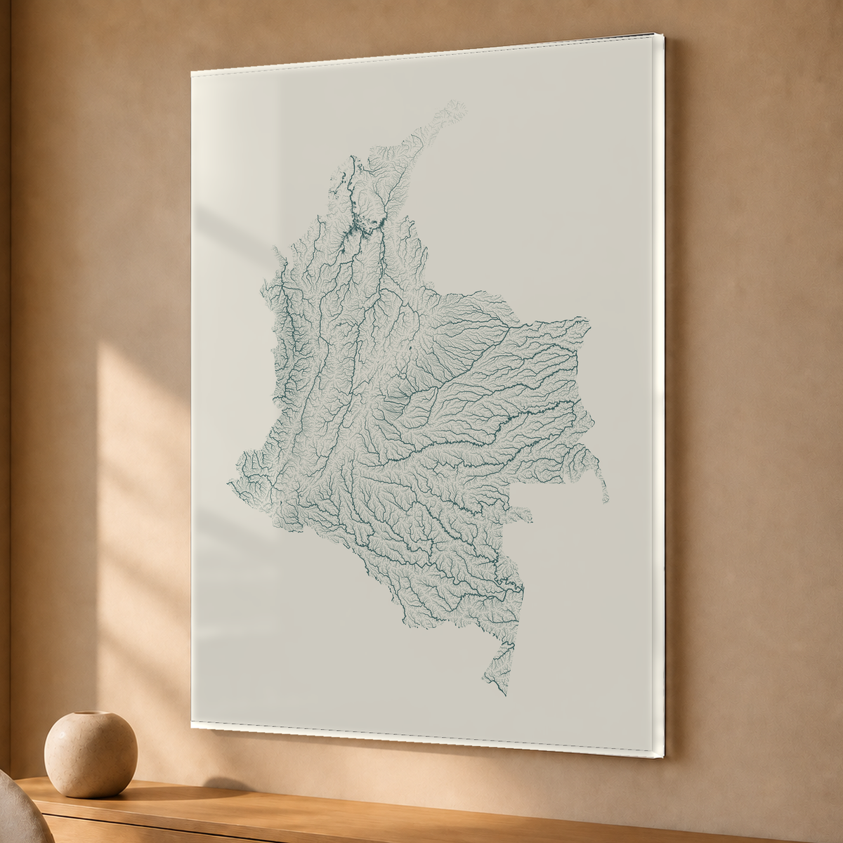 Quadro dos rios da Colômbia — Natural e luminosa, Sem margem — Acrílico — 3x4