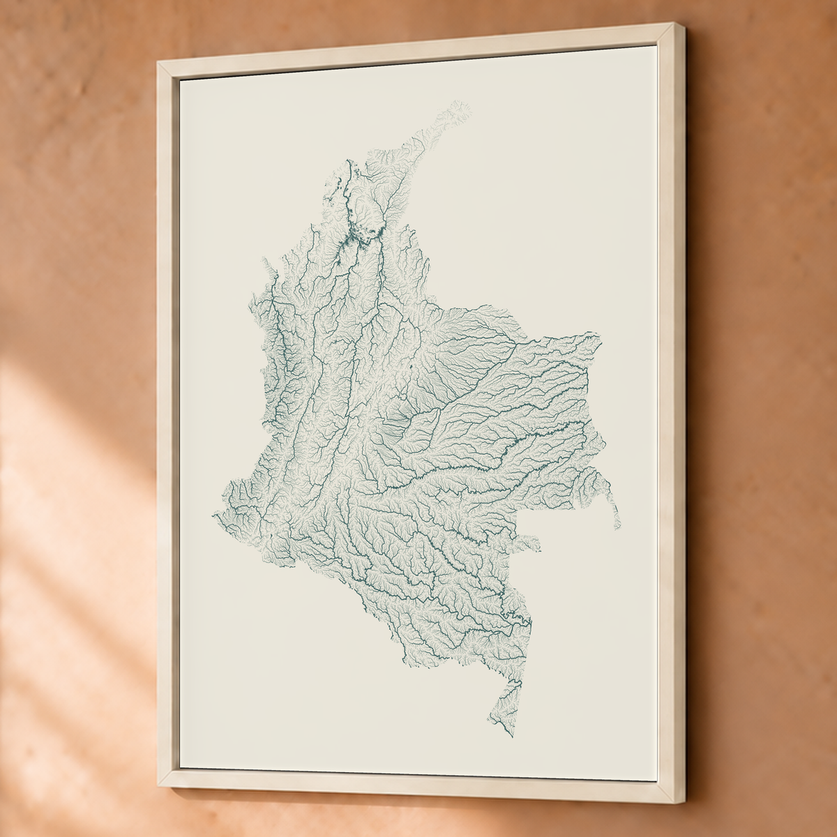 Quadro dos rios da Colômbia — Natural e luminosa, Branco · Sem margem — Fine art emoldurado — 3x4
