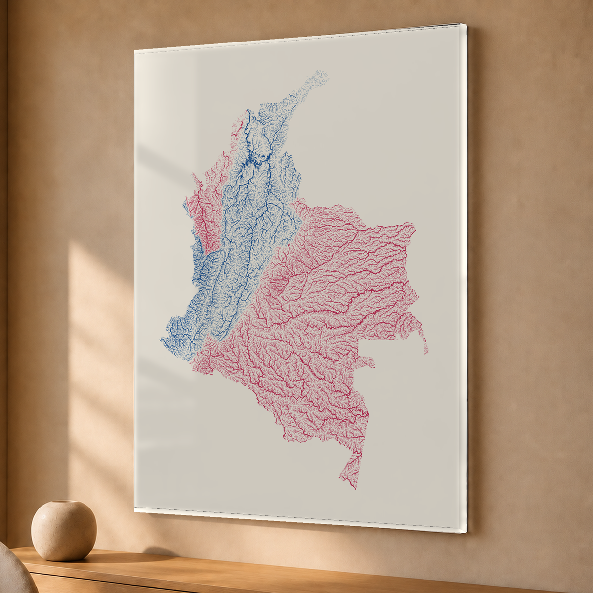 Quadro dos rios da Colômbia — Risografia, Sem margem — Acrílico — 3x4