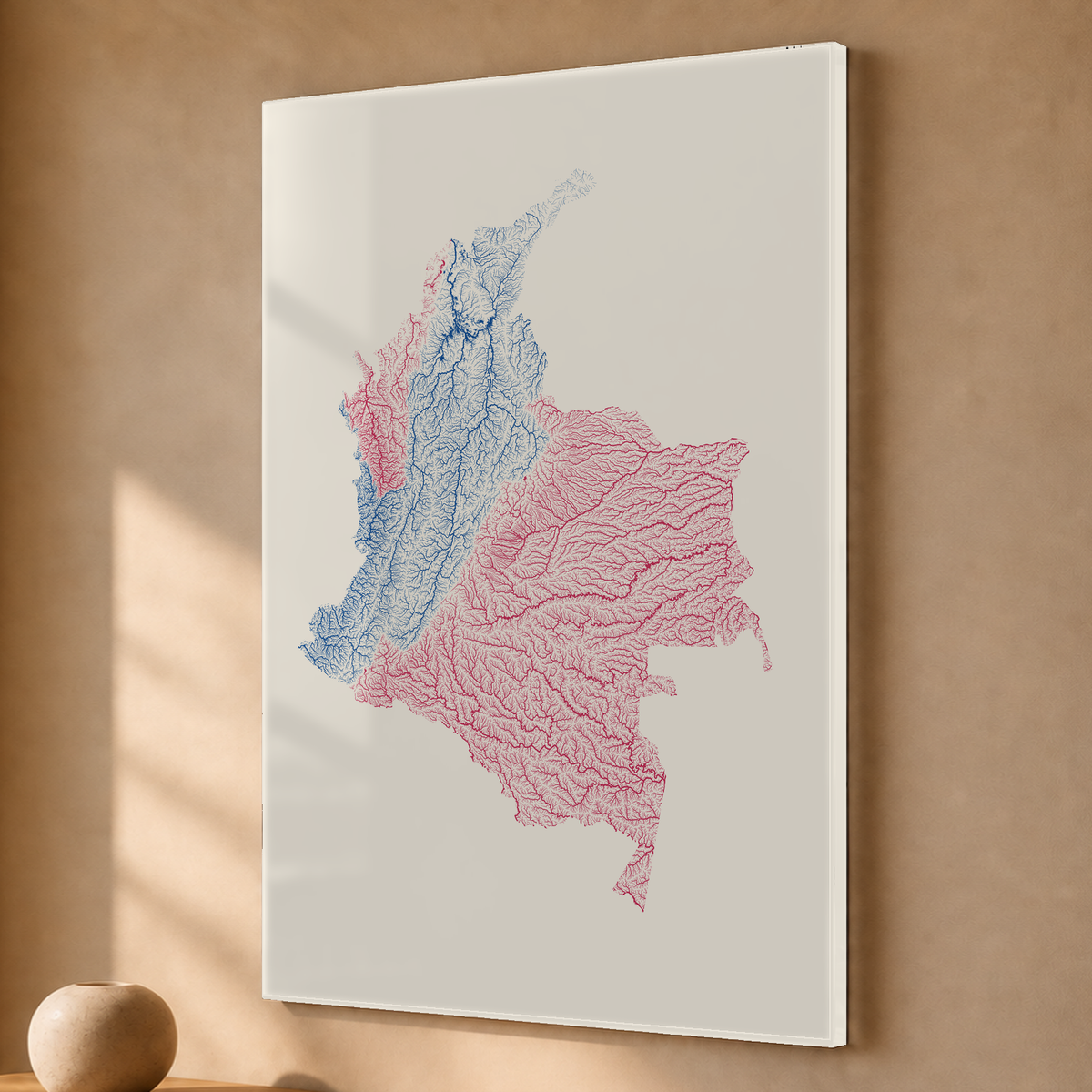 Quadro dos rios da Colômbia — Risografia, Sem margem — Acrílico — 2x3