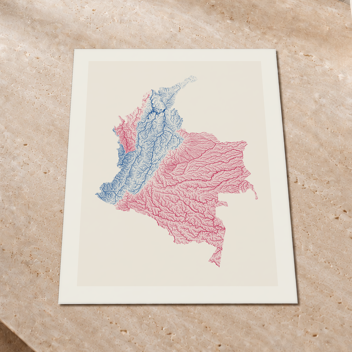 Quadro dos rios da Colômbia — Risografia, Margem branca — Fine art print — 3x4