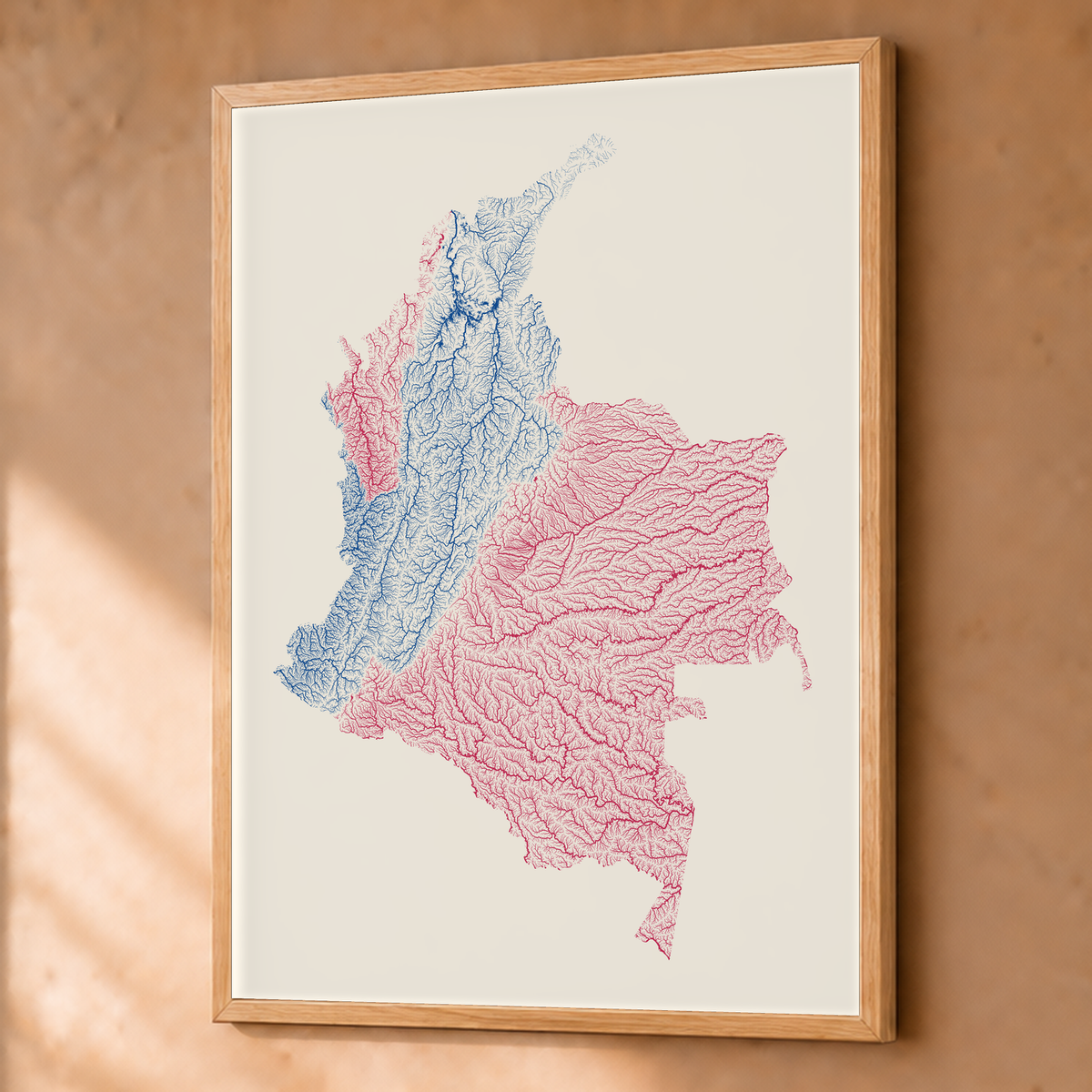 Quadro dos rios da Colômbia — Risografia, Natural · Sem margem — Fine art emoldurado — 3x4