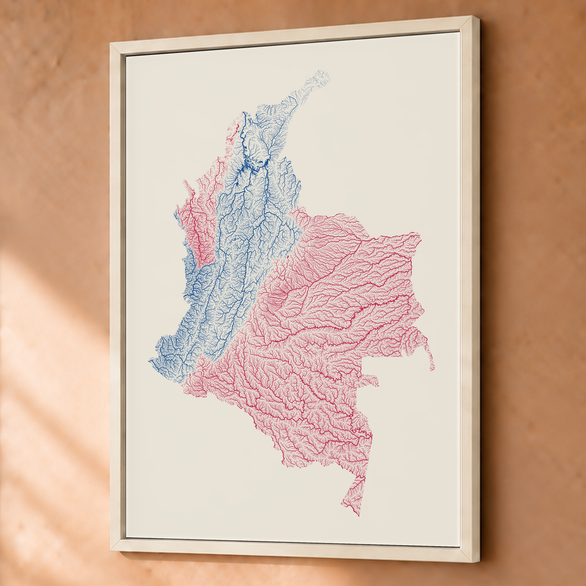 Quadro dos rios da Colômbia — Risografia, Branco · Sem margem — Fine art emoldurado — 3x4