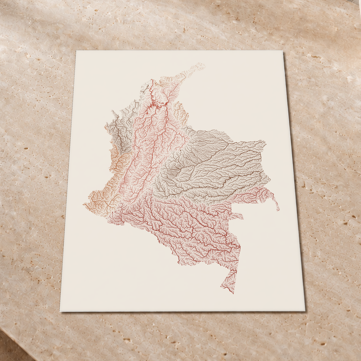 Quadro dos rios da Colômbia — Terracota e areia, Sem margem — Fine art print — 3x4