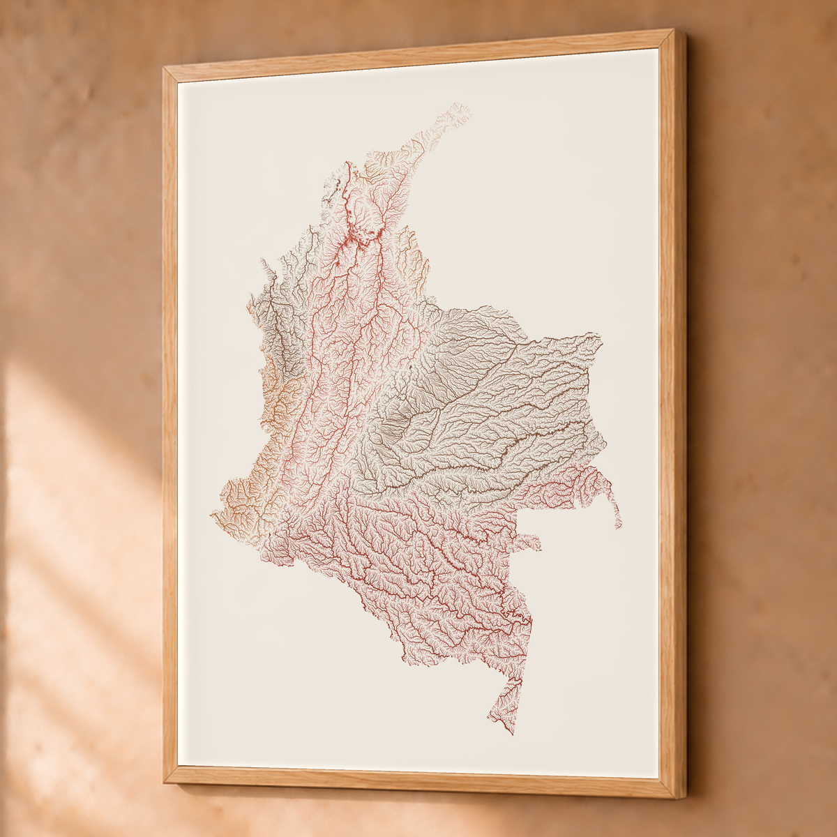 Quadro dos rios da Colômbia — Terracota e areia, Natural · Sem margem — Fine art emoldurado — 3x4