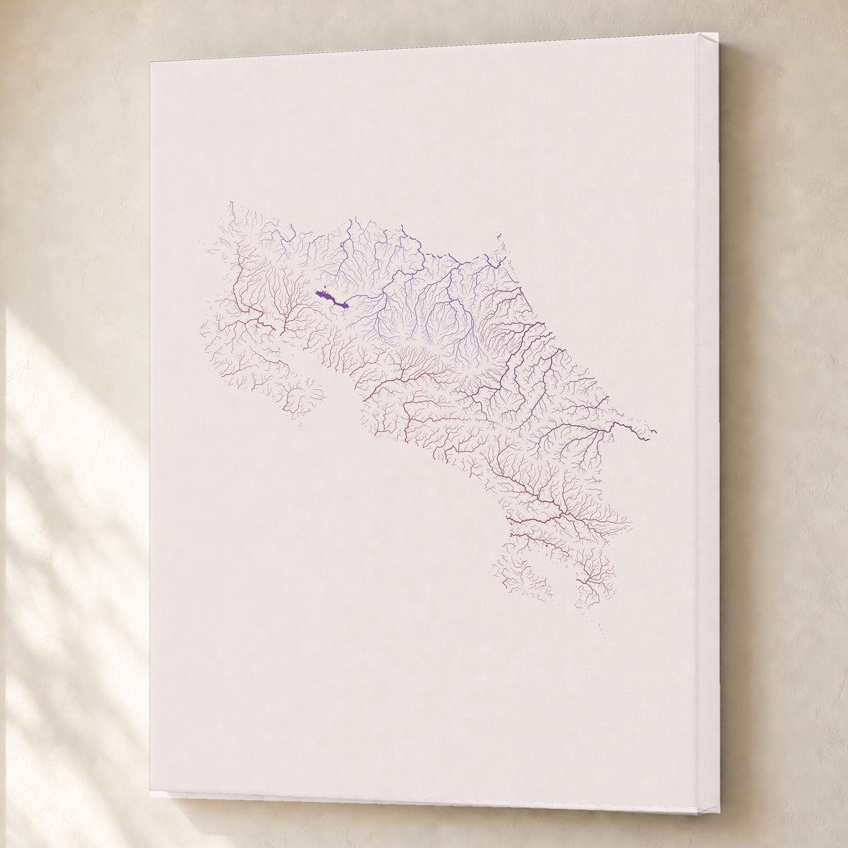 Quadro dos rios da Costa Rica — Ameixa e rosé, Sem margem — Canvas — 3x4