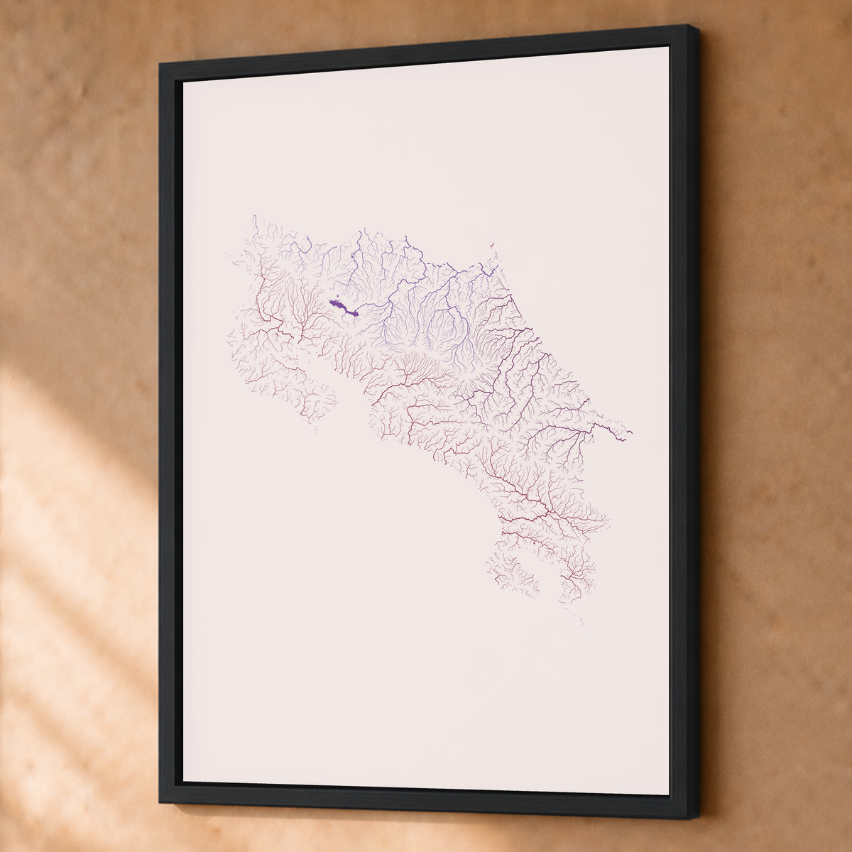 Quadro dos rios da Costa Rica — Ameixa e rosé, Preto · Sem margem — Fine art emoldurado — 3x4