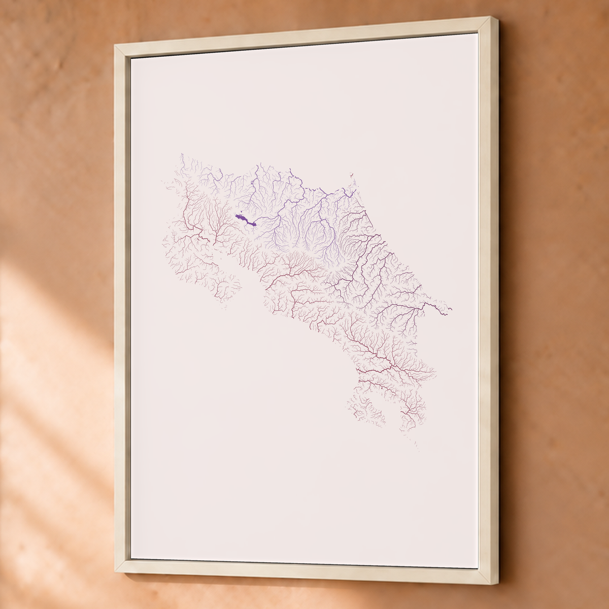 Quadro dos rios da Costa Rica — Ameixa e rosé, Branco · Sem margem — Fine art emoldurado — 3x4