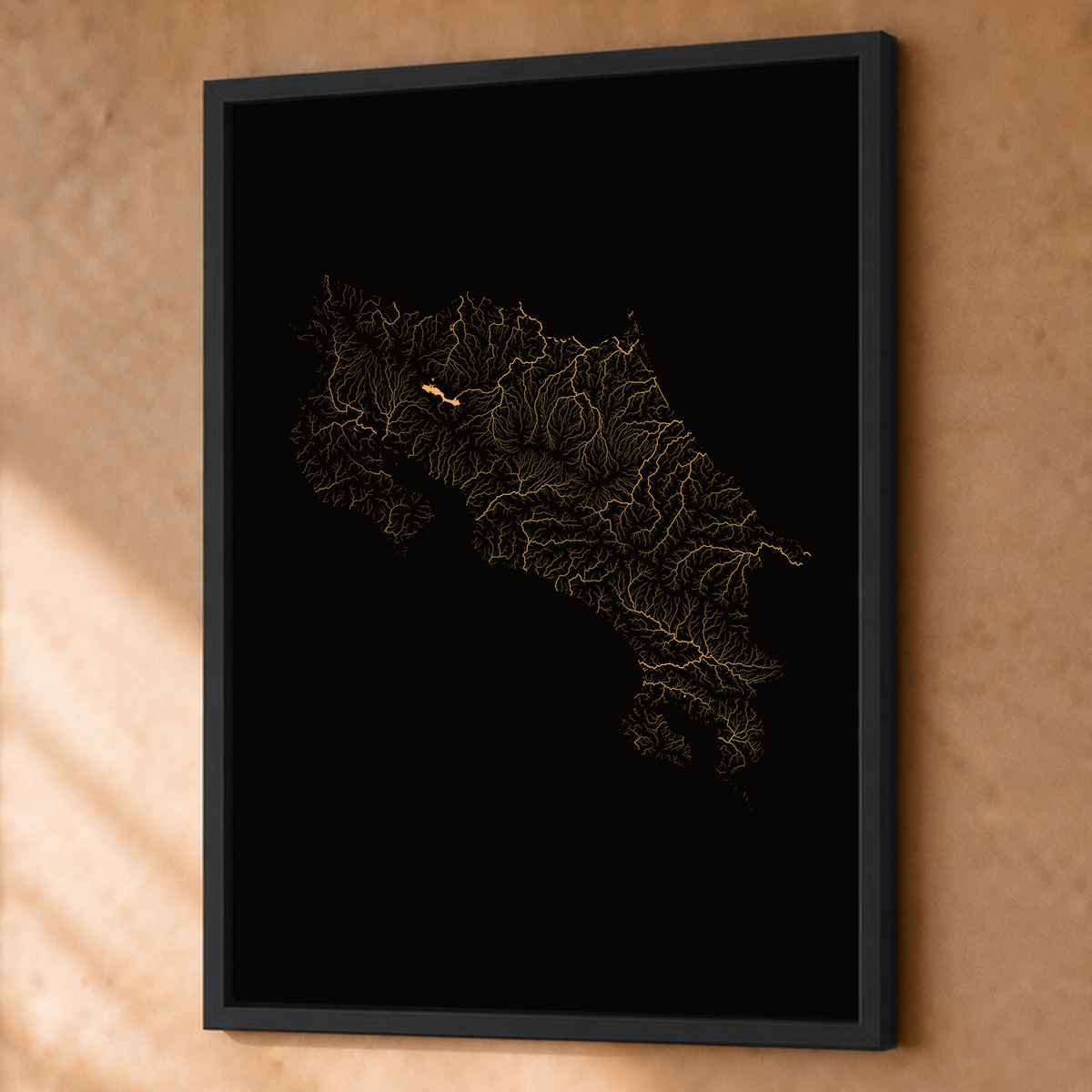 Quadro dos rios da Costa Rica — Cobre, Preto · Sem margem — Fine art emoldurado — 3x4
