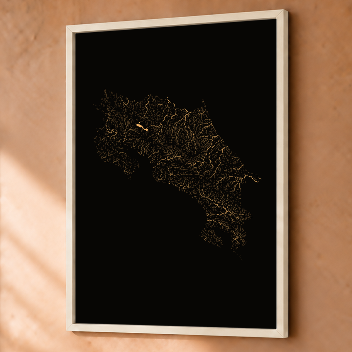 Quadro dos rios da Costa Rica — Cobre, Branco · Sem margem — Fine art emoldurado — 3x4