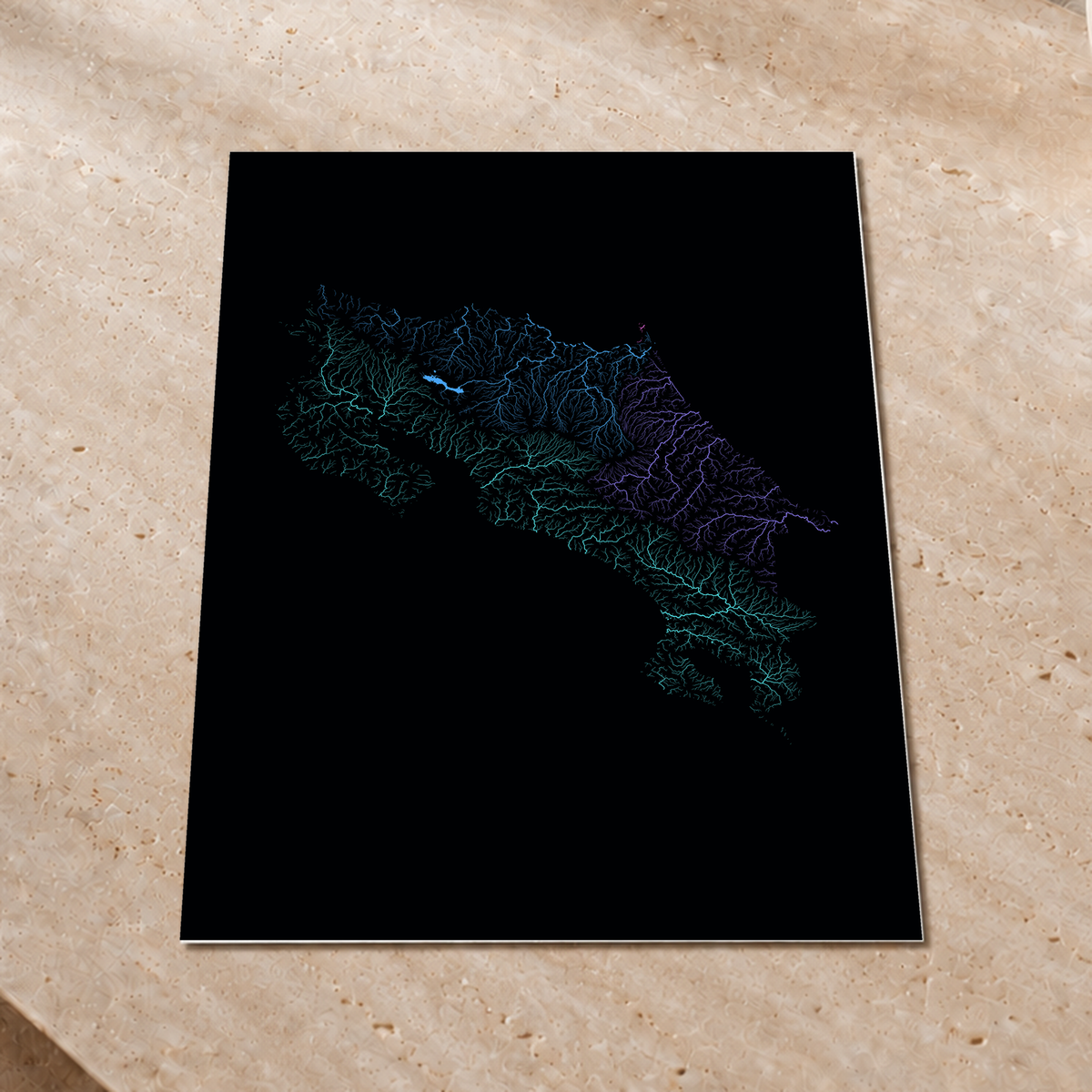 Quadro dos rios da Costa Rica — Neon hidrográfico, Sem margem — Fine art print — 3x4