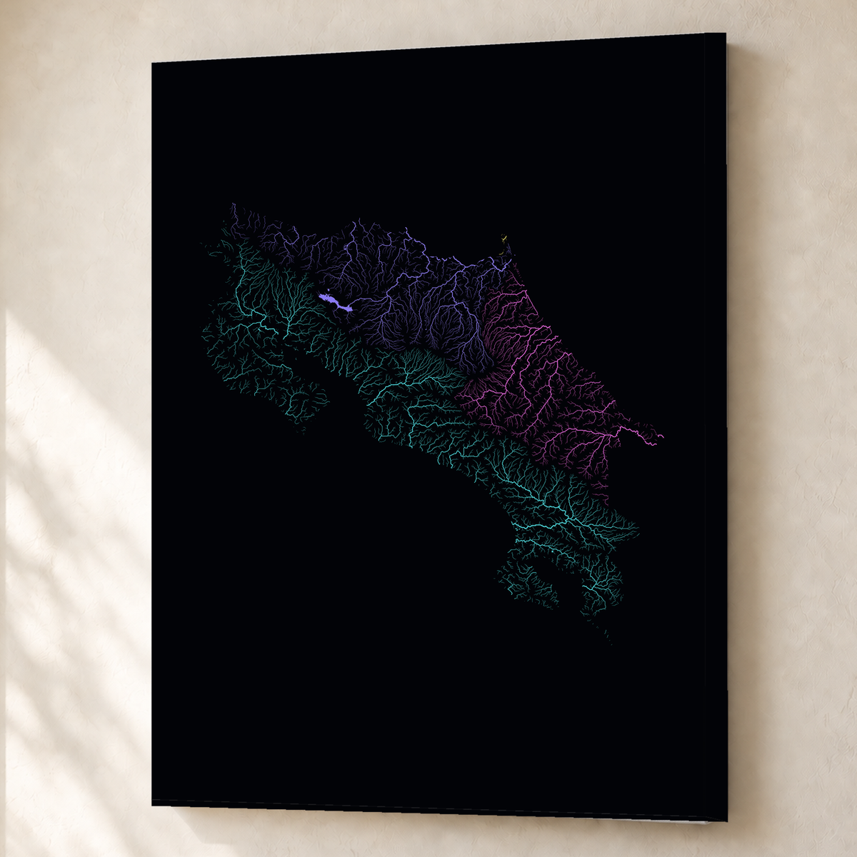 Quadro dos rios da Costa Rica — Neon por território, Sem margem — Canvas — 3x4