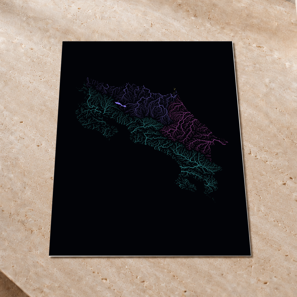 Quadro dos rios da Costa Rica — Neon por território, Sem margem — Fine art print — 3x4
