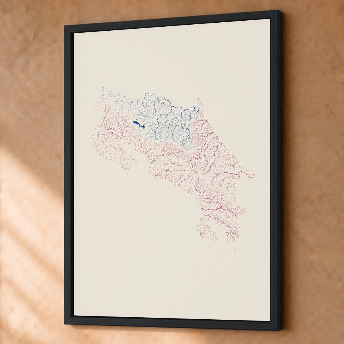Quadro dos rios da Costa Rica — Risografia, Preto · Sem margem — Fine art emoldurado — 3x4