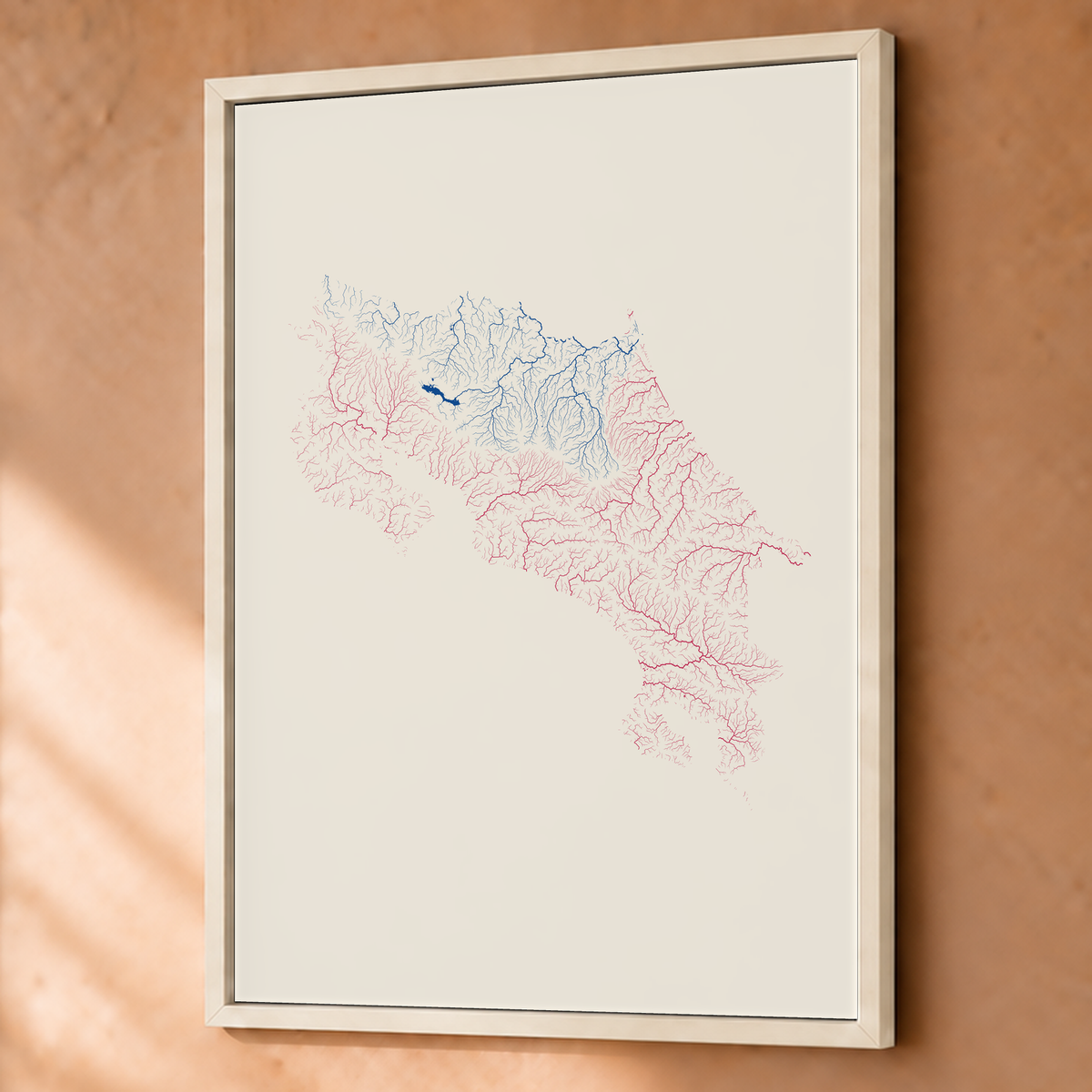 Quadro dos rios da Costa Rica — Risografia, Branco · Sem margem — Fine art emoldurado — 3x4