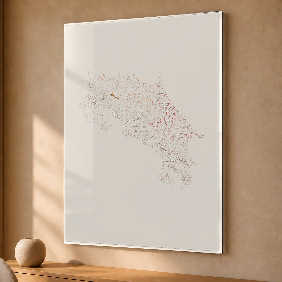 Quadro dos rios da Costa Rica — Terracota e areia, Sem margem — Acrílico — 3x4