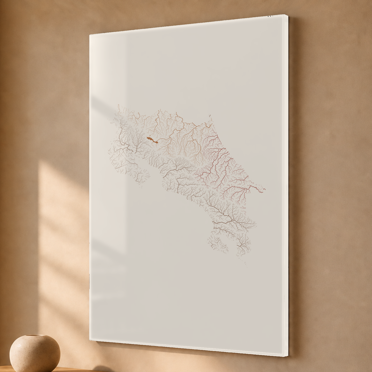 Quadro dos rios da Costa Rica — Terracota e areia, Sem margem — Acrílico — 2x3
