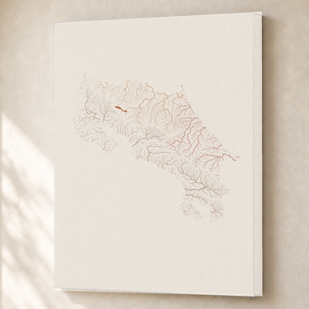 Quadro dos rios da Costa Rica — Terracota e areia, Sem margem — Canvas — 3x4