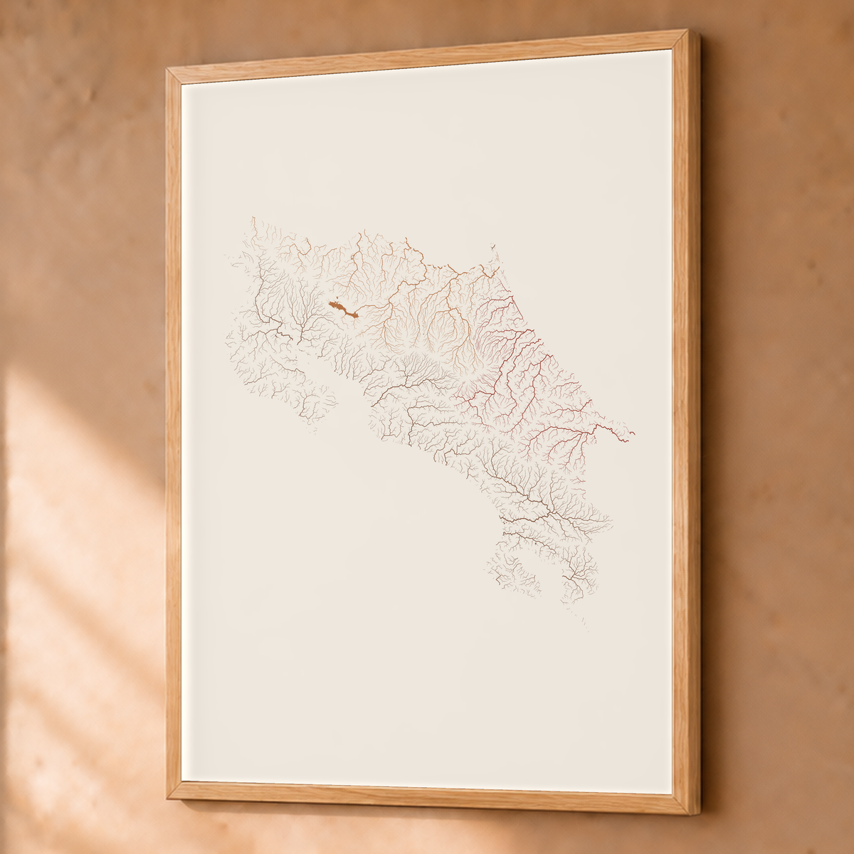 Quadro dos rios da Costa Rica — Terracota e areia, Natural · Sem margem — Fine art emoldurado — 3x4