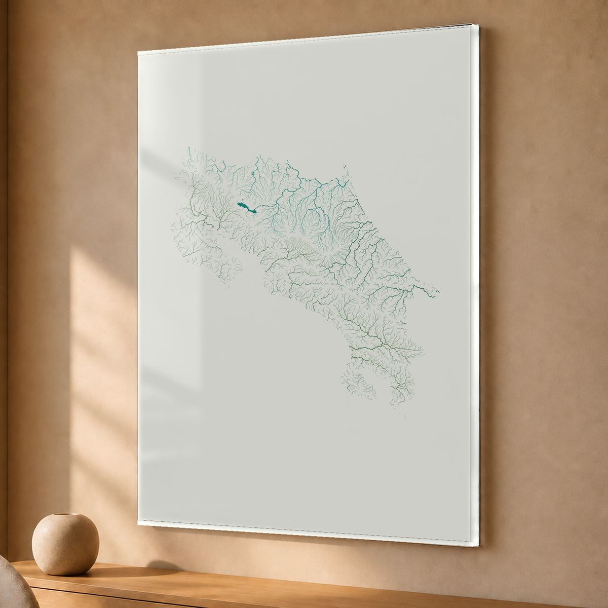Quadro dos rios da Costa Rica — Verde jade e porcelana, Sem margem — Acrílico — 3x4