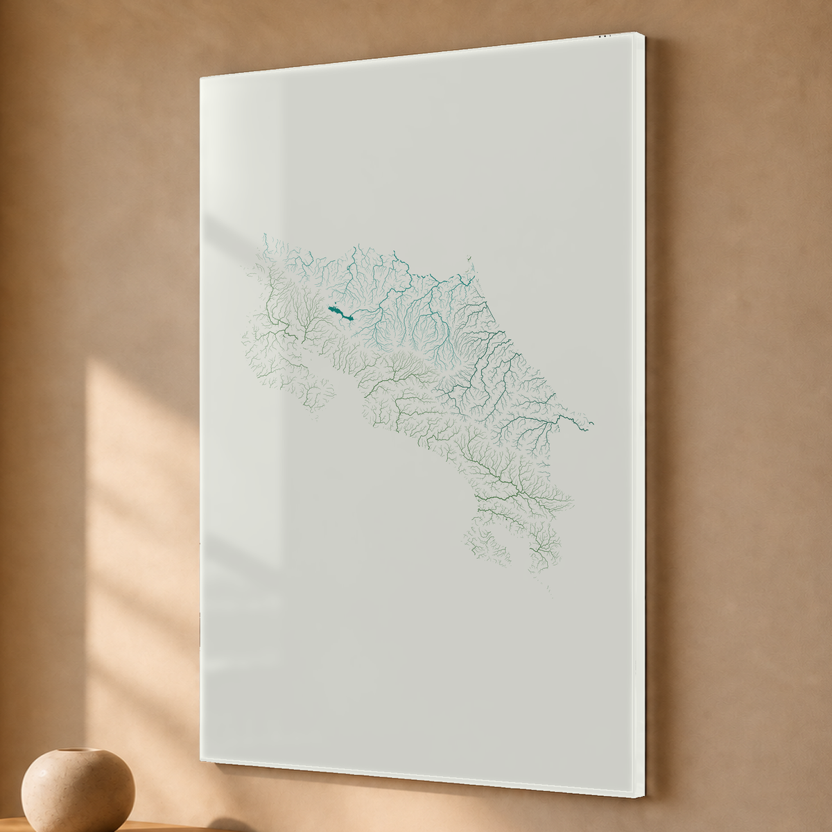 Quadro dos rios da Costa Rica — Verde jade e porcelana, Sem margem — Acrílico — 2x3
