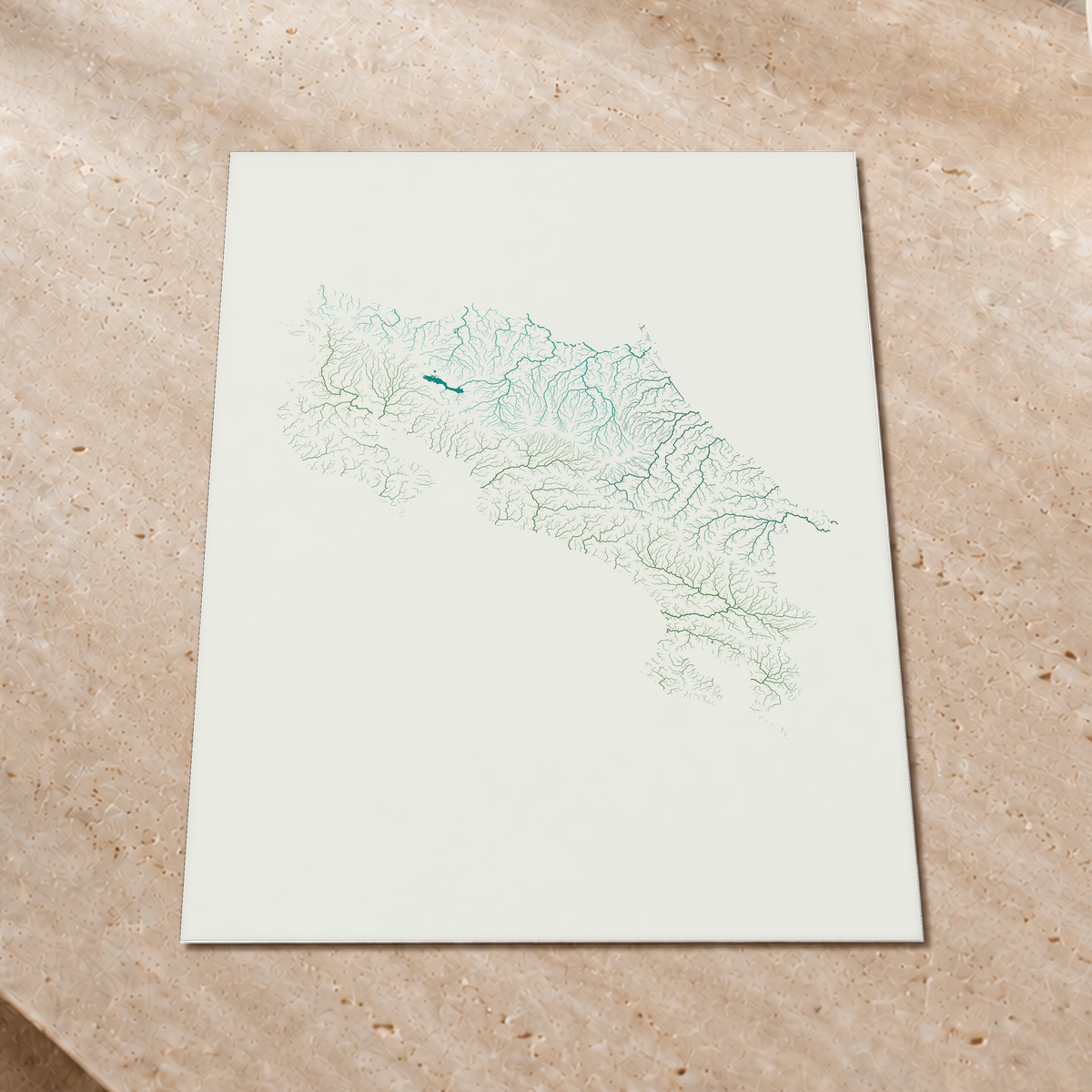 Quadro dos rios da Costa Rica — Verde jade e porcelana, Sem margem — Fine art print — 3x4