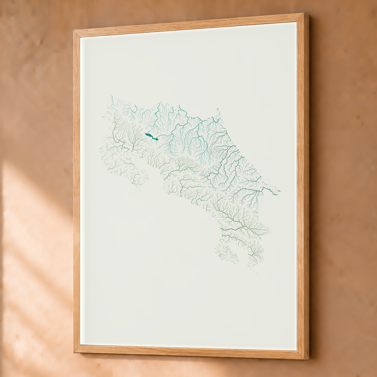 Quadro dos rios da Costa Rica — Verde jade e porcelana, Natural · Sem margem — Fine art emoldurado — 3x4