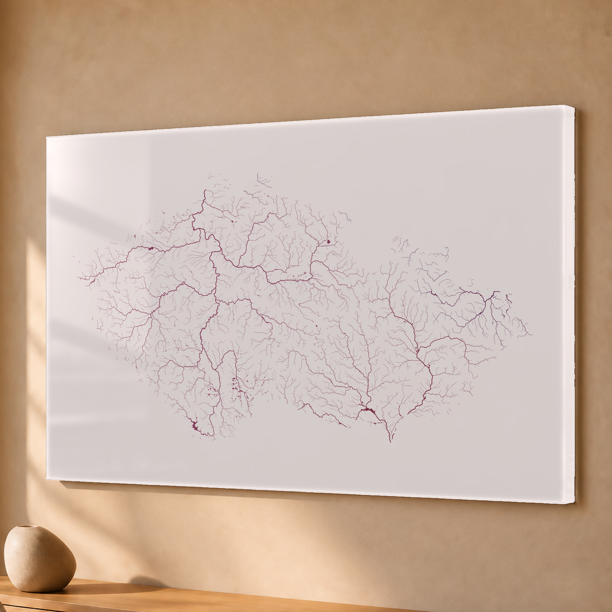 Beautiful Rivers — Chéquia — Ameixa e rosé, Acrílico · 40 × 60 cm, Sem margem
