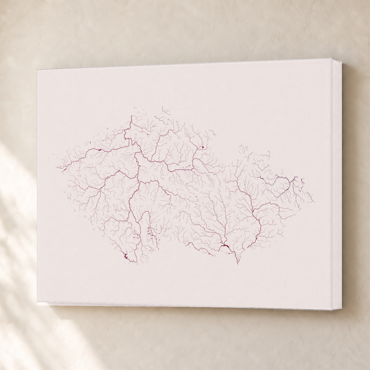 Beautiful Rivers — Chéquia — Ameixa e rosé, Canvas · 30 × 40 cm, Sem margem
