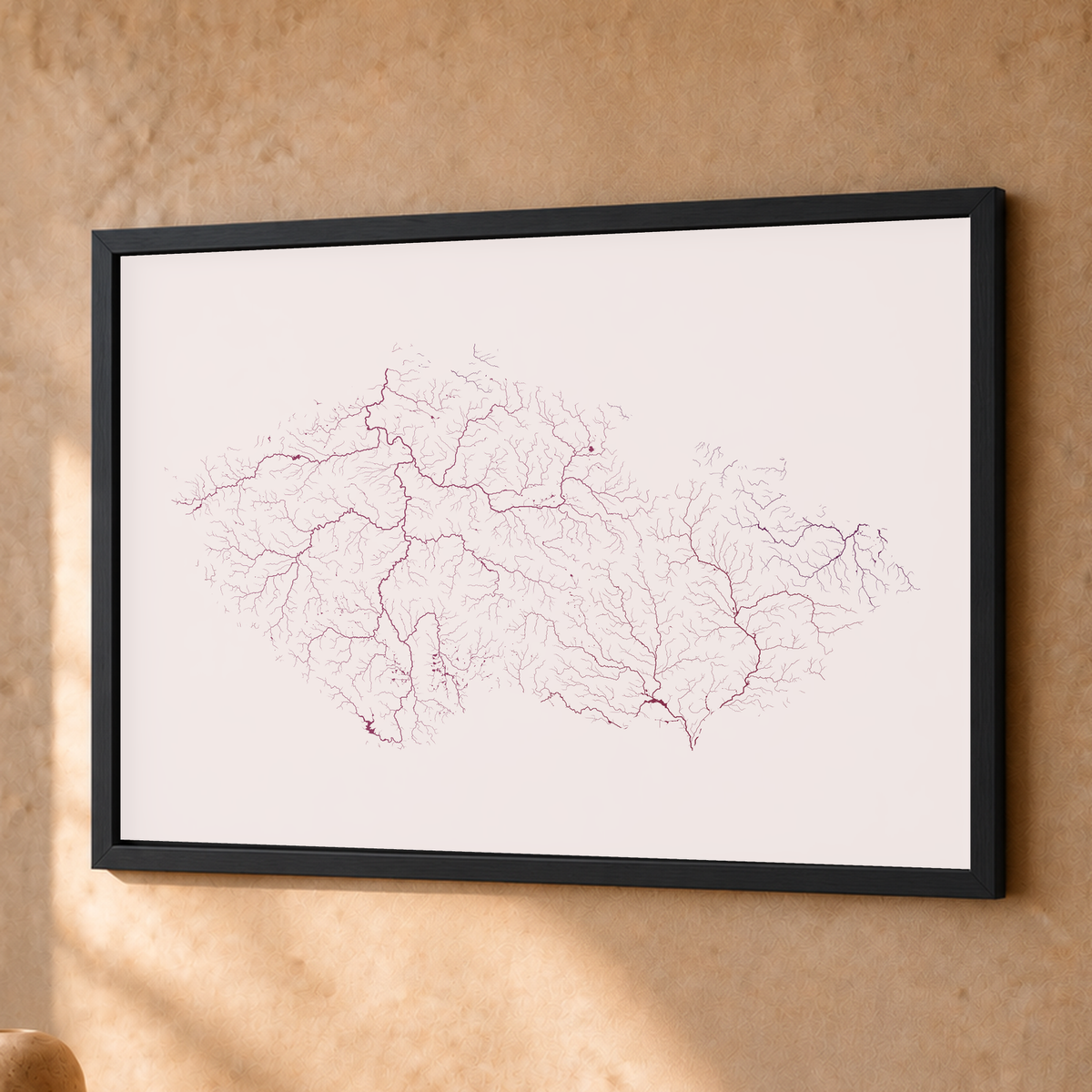Beautiful Rivers — Chéquia — Ameixa e rosé, Fine art emoldurado · 30 × 40 cm, Preto · Sem margem