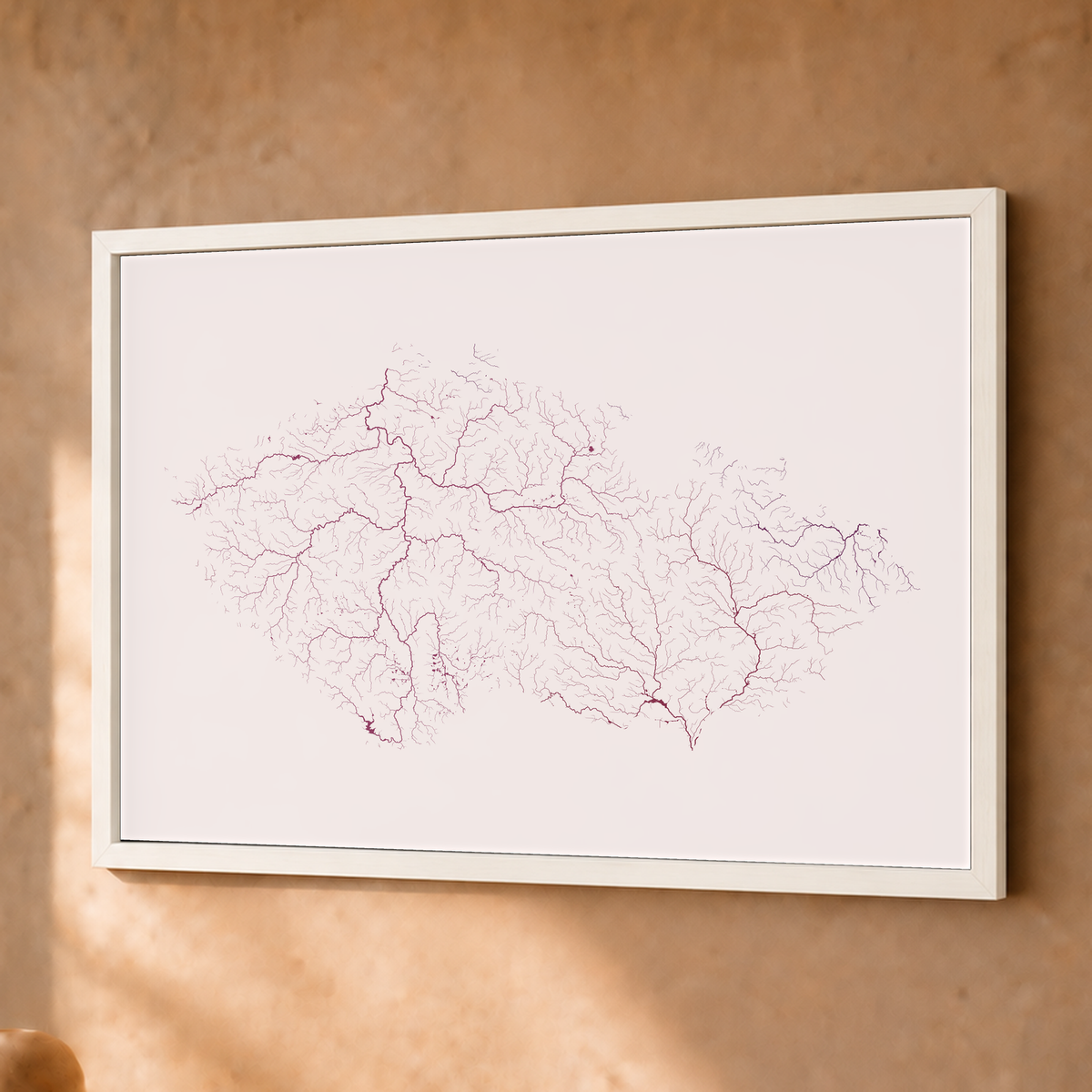 Beautiful Rivers — Chéquia — Ameixa e rosé, Fine art emoldurado · 30 × 40 cm, Branco · Sem margem