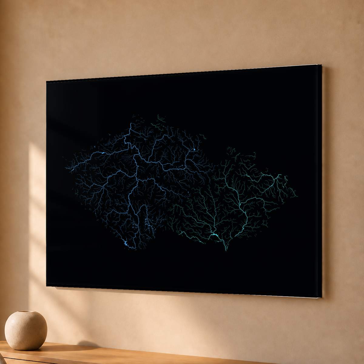 Beautiful Rivers — Chéquia — Neon hidrográfico, Acrílico · 30 × 40 cm, Sem margem