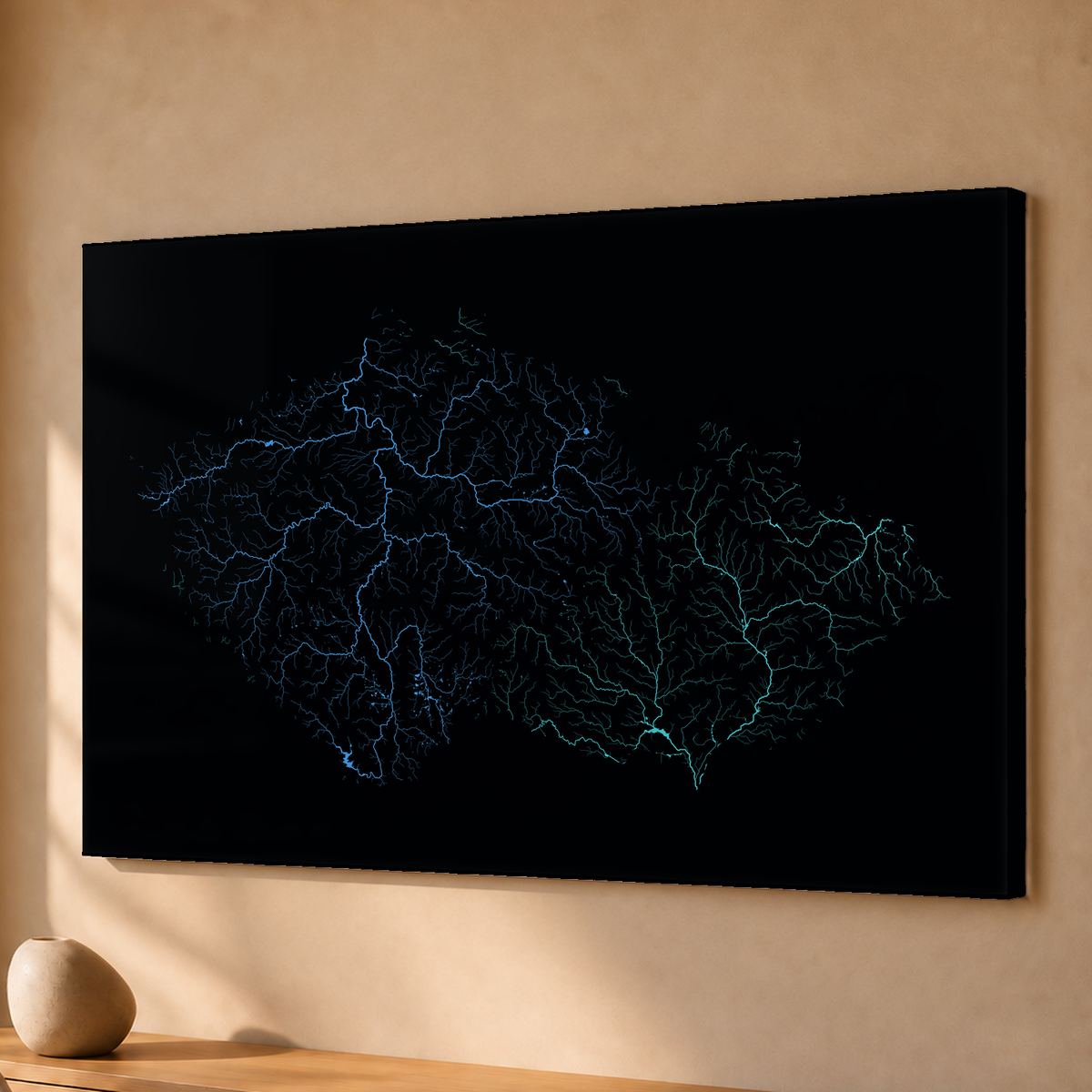 Beautiful Rivers — Chéquia — Neon hidrográfico, Acrílico · 40 × 60 cm, Sem margem