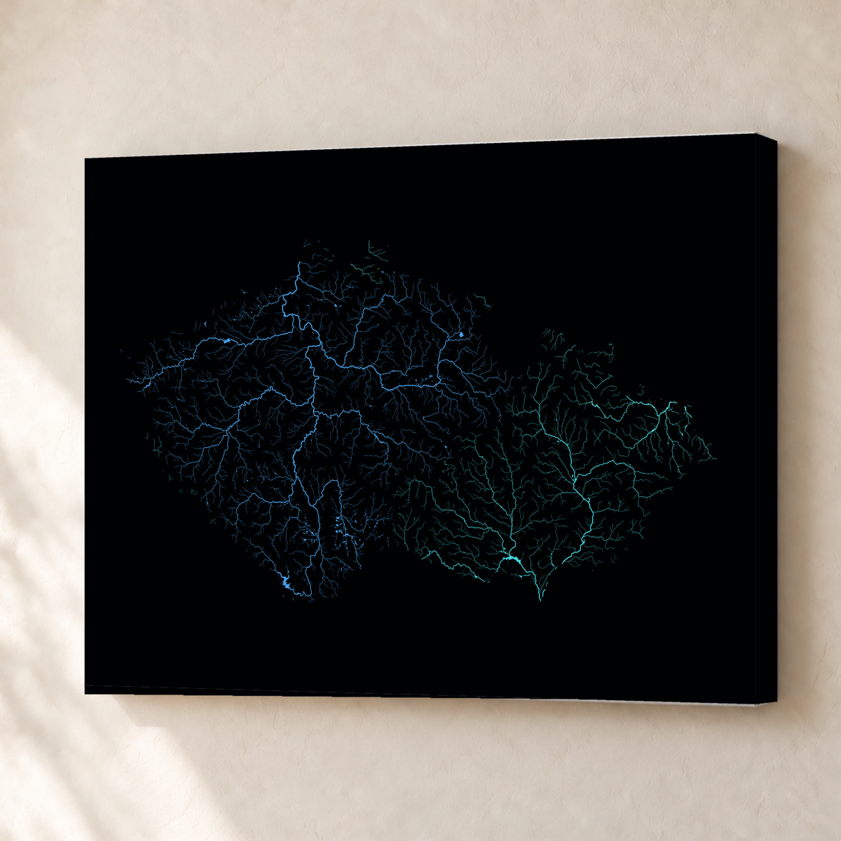 Beautiful Rivers — Chéquia — Neon hidrográfico, Canvas · 30 × 40 cm, Sem margem