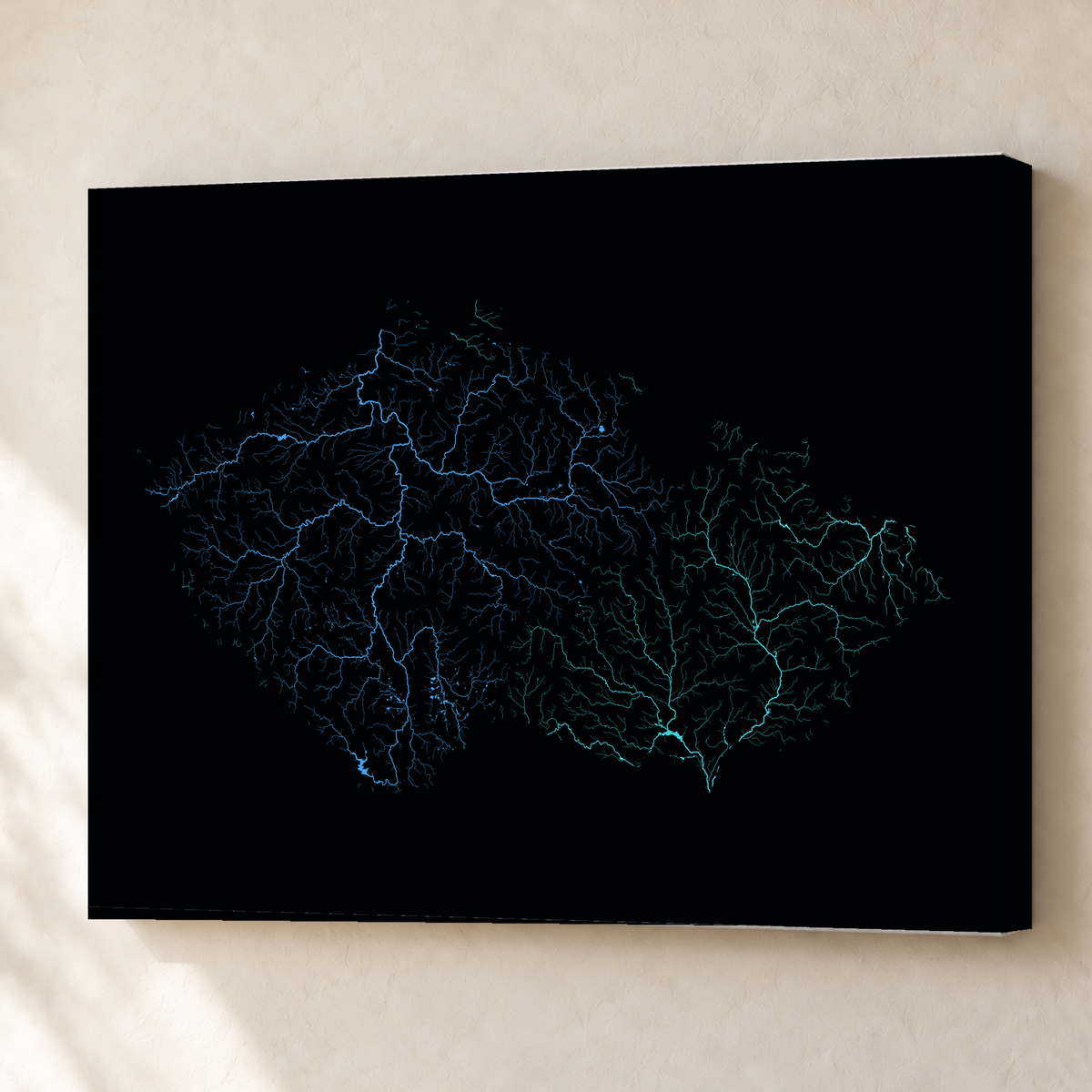 Beautiful Rivers — Chéquia — Neon hidrográfico, Canvas · 60 × 80 cm, Sem margem