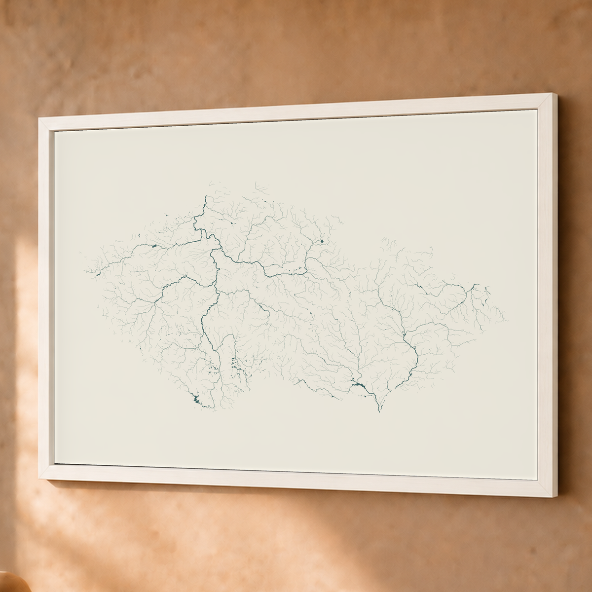Beautiful Rivers — Chéquia — Natural e luminosa, Fine art emoldurado · 60 × 80 cm, Branco · Sem margem
