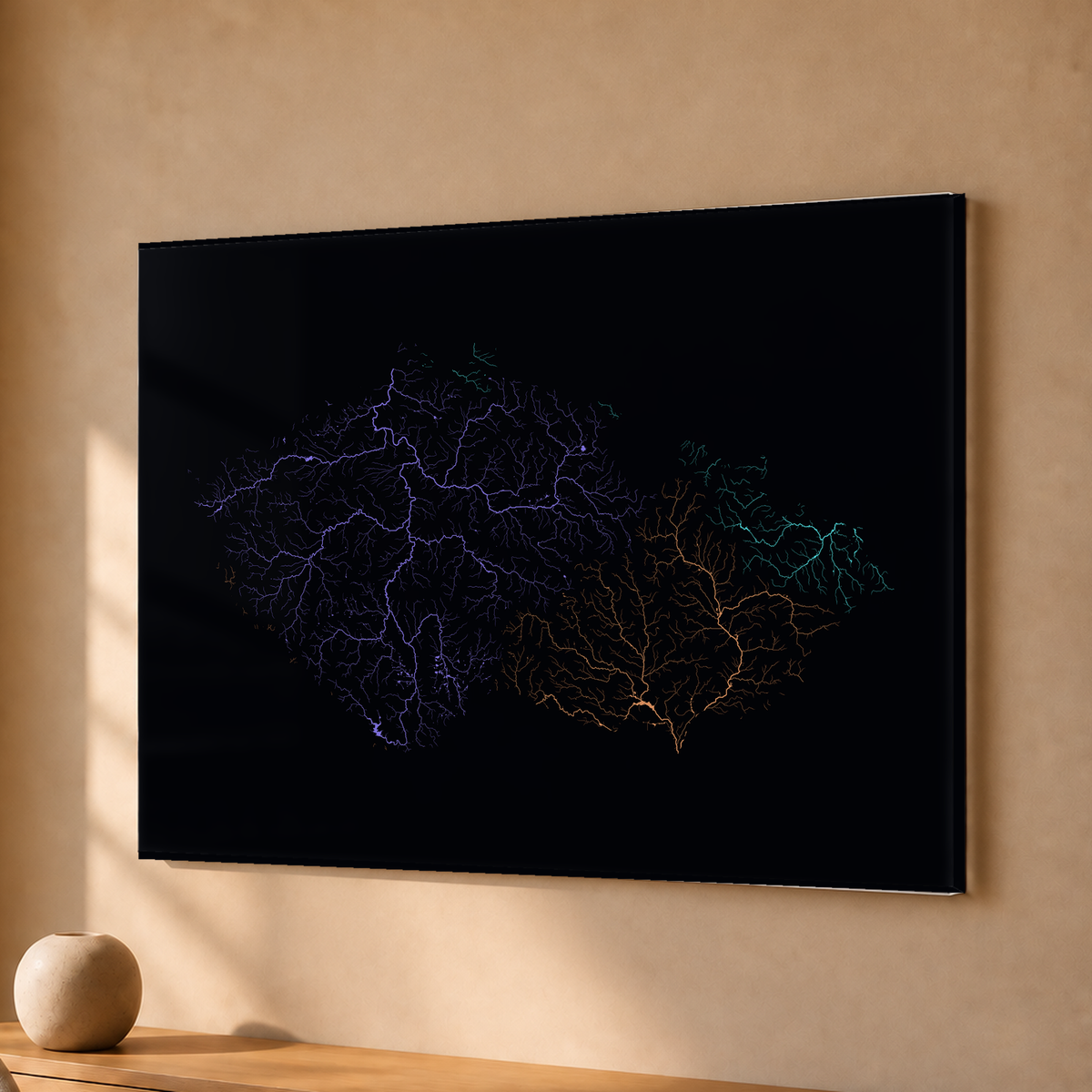 Beautiful Rivers — Chéquia — Neon por território, Acrílico · 30 × 40 cm, Sem margem